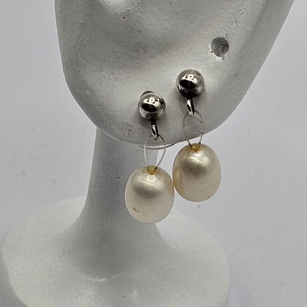 Floating Pearl Dangle Earrings silver 925